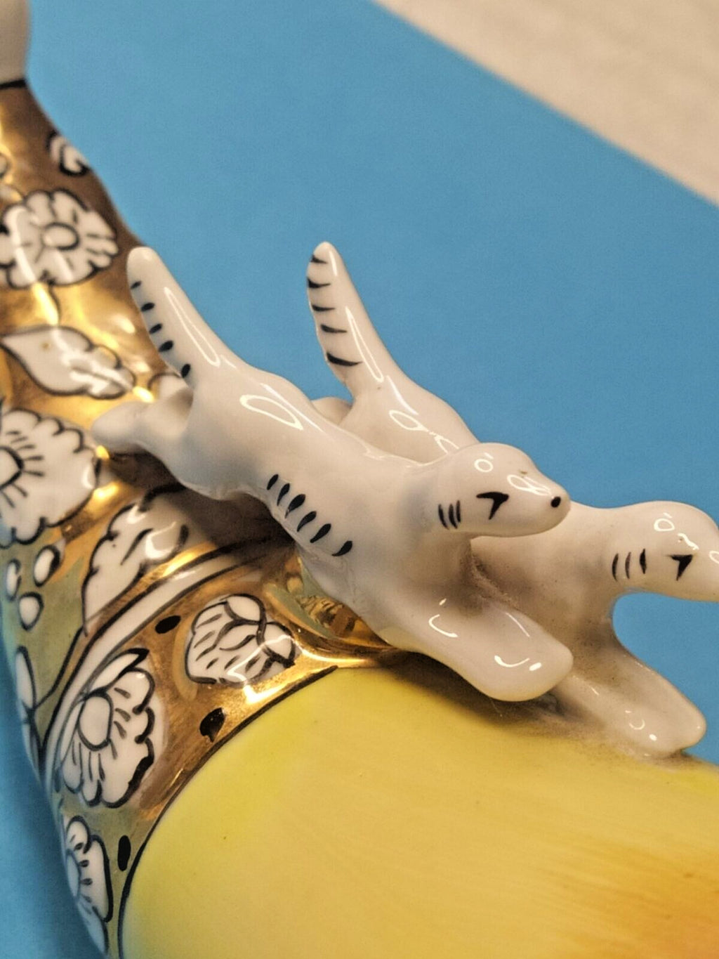 Leaping deer figure at the rim of the Krasnodar Chaika porcelain horn – detail 9