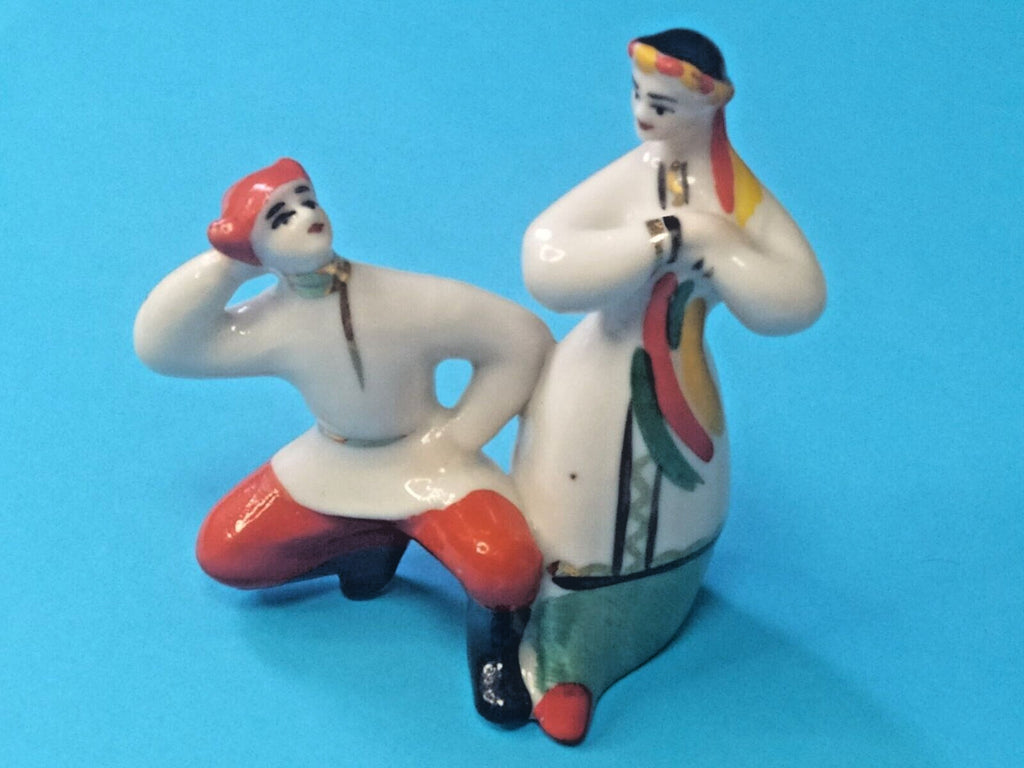 Soviet porcelain figurine of Ukrainian hopak dancers in traditional costume