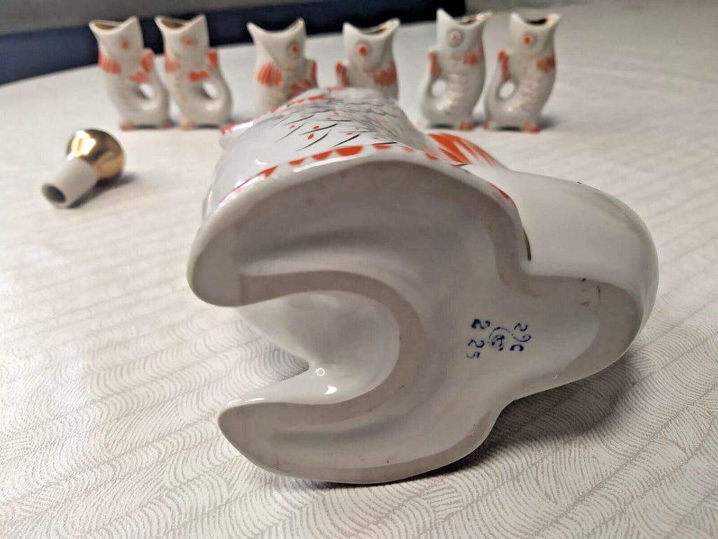 Polonne porcelain fish liquor set orange scales and gold gilding – detail 10
