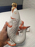 Large porcelain carp decanter with gold-leafed stopper – detail 8