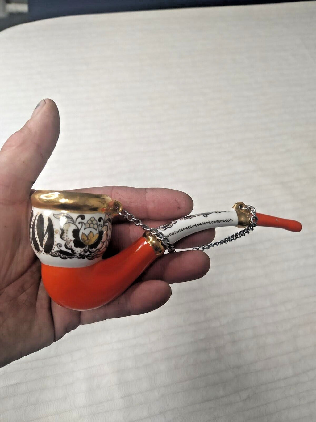Vintage Russian folk art style porcelain pipe for wall display – detail 13