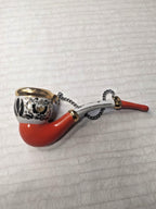 Vintage Russian folk art style porcelain pipe for wall display