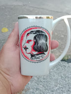 Back of the Myrhorod spa cup with town name and landscape emblem