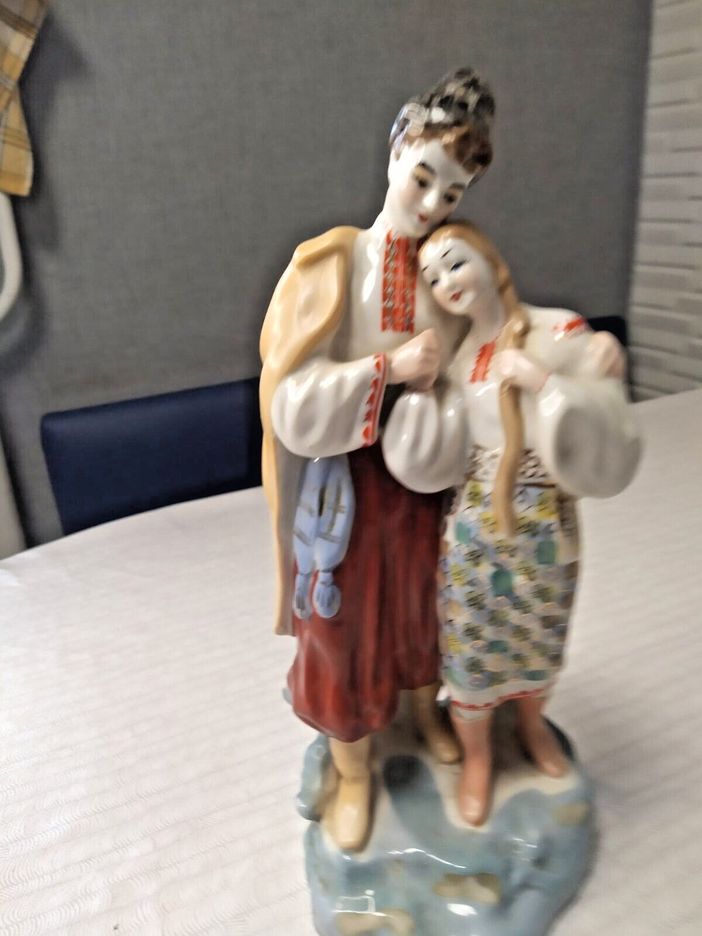 Soviet porcelain figurine of a Ukrainian love couple from the Polonne factory