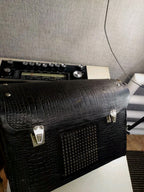 Mayak-M radio in black crocodile-texture faux-leather case with strap – detail 11