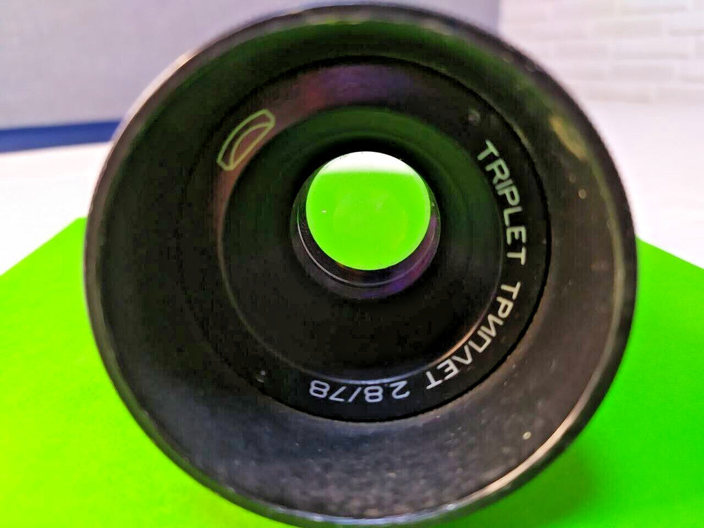 Soviet projection lens Triplet 2.8/78 with black metal barrel