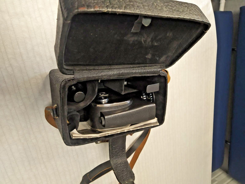 Spring-wound KMZ camera showing reflex viewfinder side