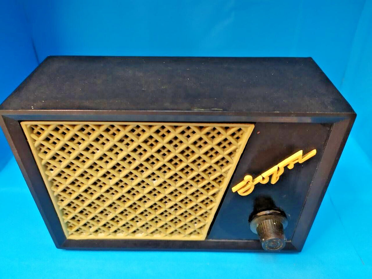 Soviet vintage radio loudspeaker with Zorka script logo on the front panel