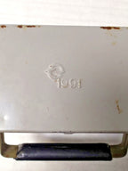 Industrial lantern lid engraved with factory logo and year 1991 – detail 12