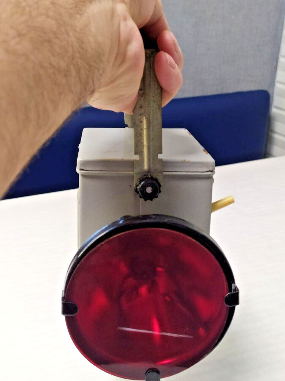 Soviet signal lantern interior with original battery compartment and wiring