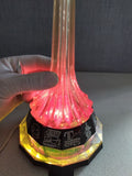 Soviet rocket lamp 1987 with yellow faceted lucite spire and chrome metal rocket
