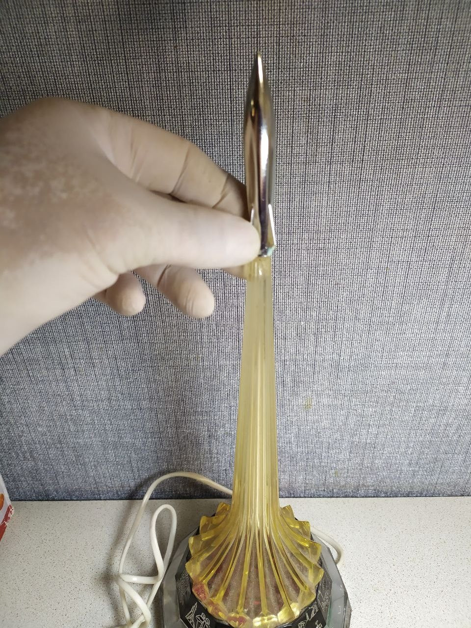 Vintage soviet lamp glowing warm yellow like a rocket exhaust trail – detail 11