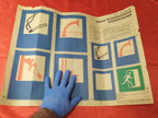 Torn top edge and fold lines on the Soviet safety poster