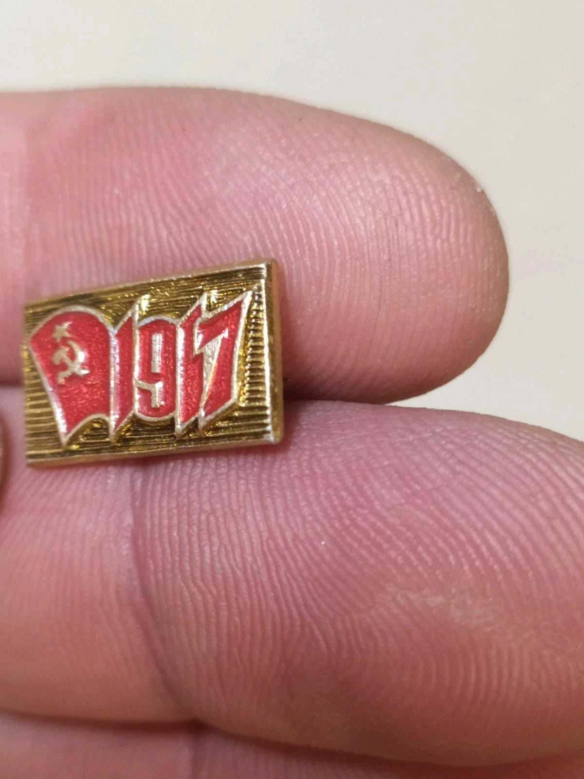 Vintage USSR labor badge with UKT lettering, front