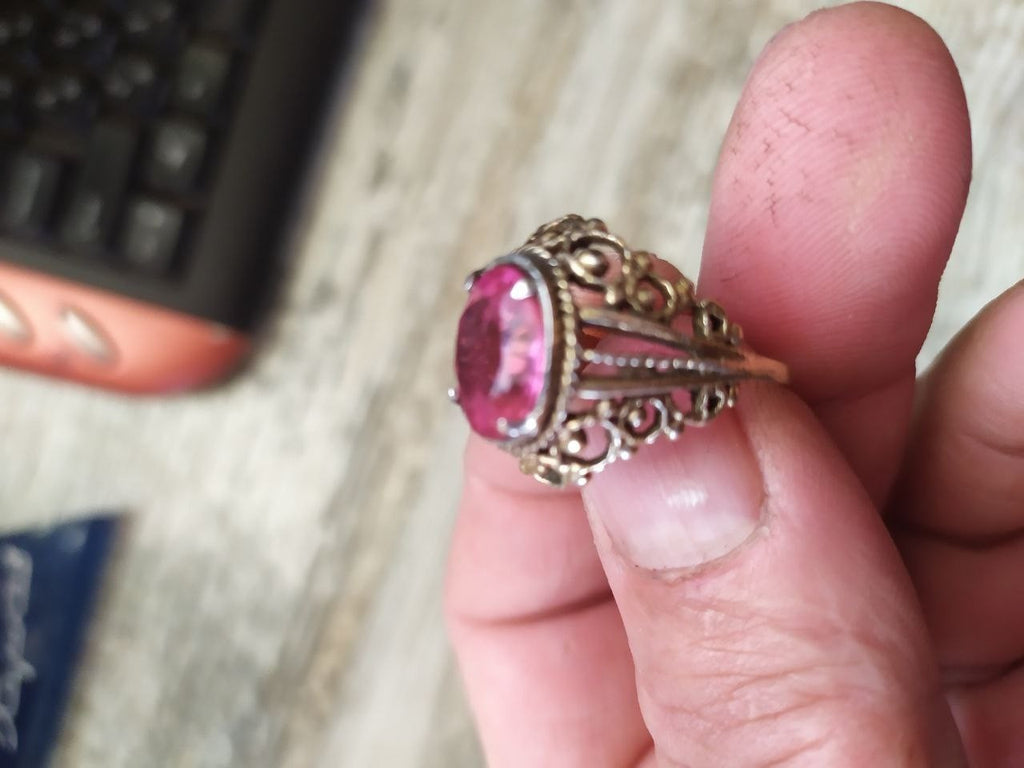 Russian silver ring, size 6, top view of the stone setting – detail 13