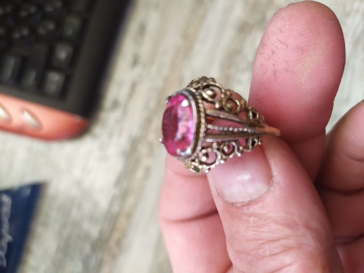 Russian silver ring, size 6, top view of the stone setting – detail 13
