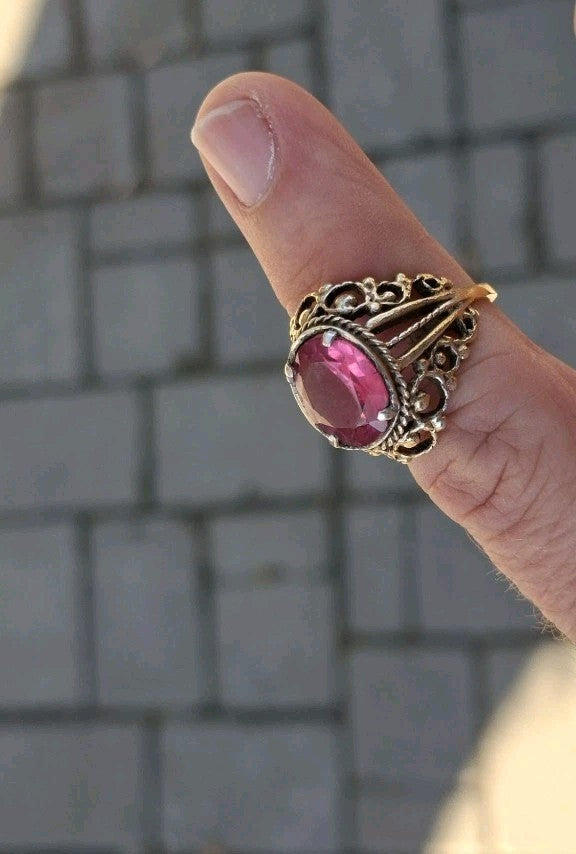 Russian silver ring, size 6, top view of the stone setting – detail 7