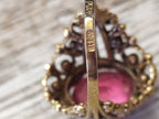 Vintage Soviet jewelry, gilded ring with synthetic corundum, side view – detail 9