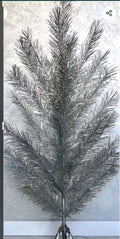 Soviet Christmas tree: vintage USSR silver tinsel artificial tree, 120 cm tall, with original box