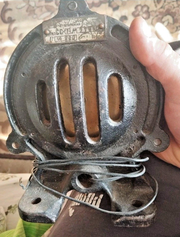 Heavy cast iron housing of a vintage Soviet industrial siren – detail 11