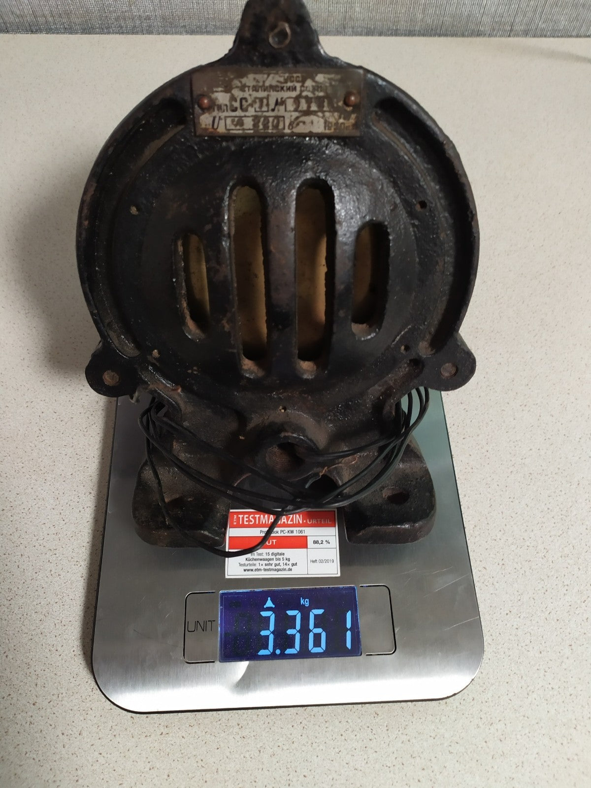 Heavy cast iron housing of a vintage Soviet industrial siren – detail 14