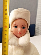 Soviet cotton wool toy Snegurochka on cardboard base – detail 10