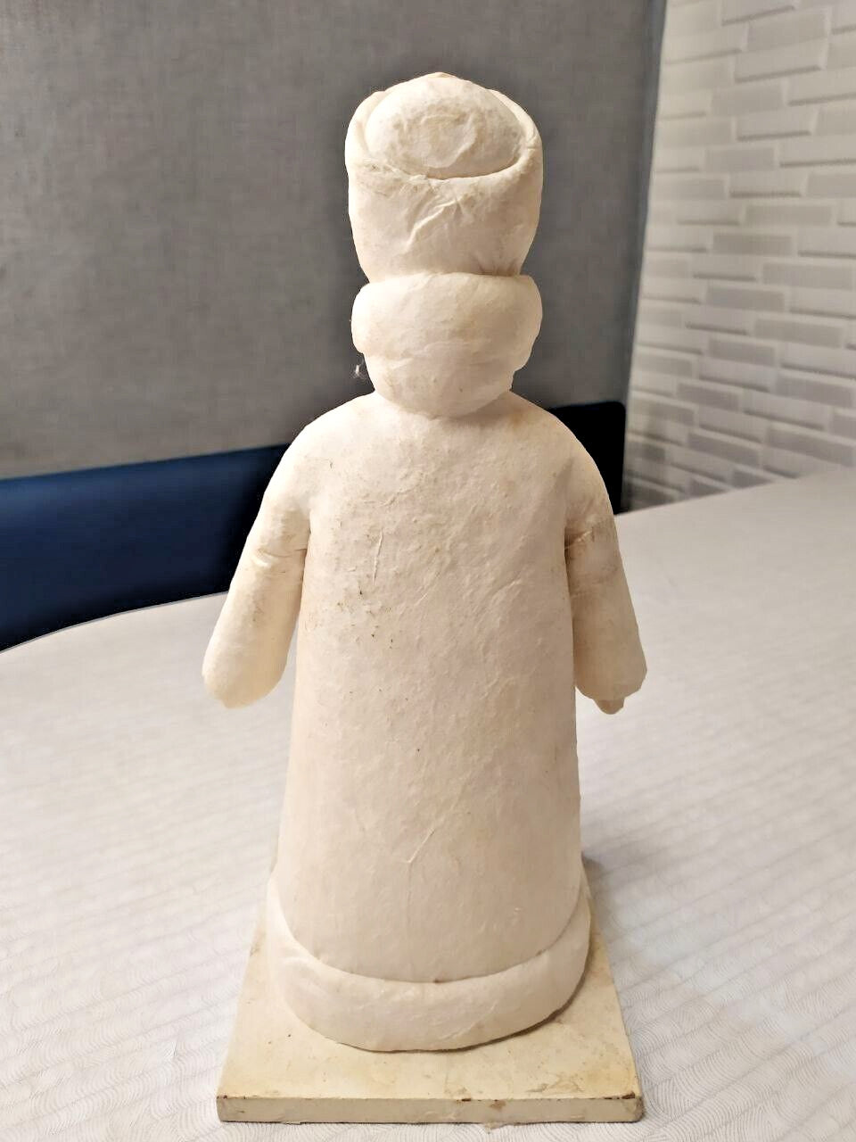 Soviet cotton wool toy Snegurochka on cardboard base