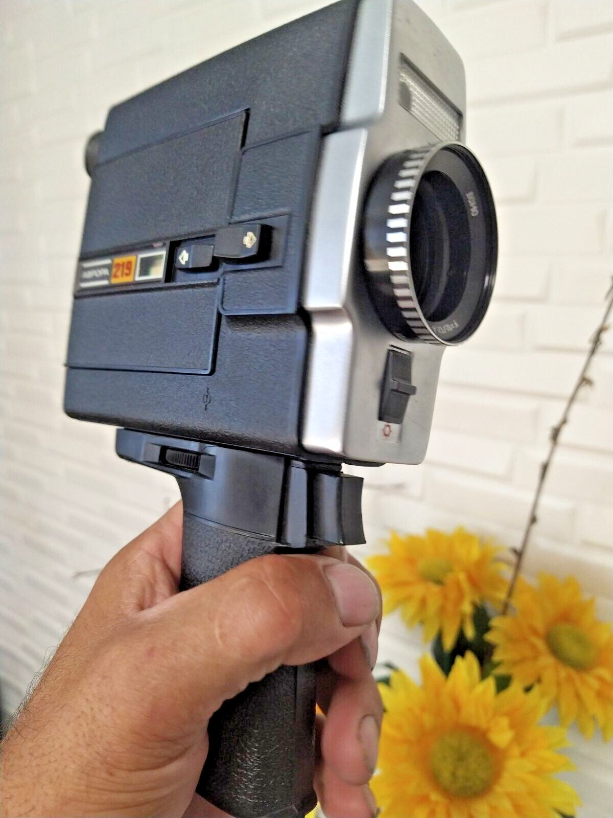 Soviet Super 8 camera LOMO Aurora-219 with pistol grip and original hard case