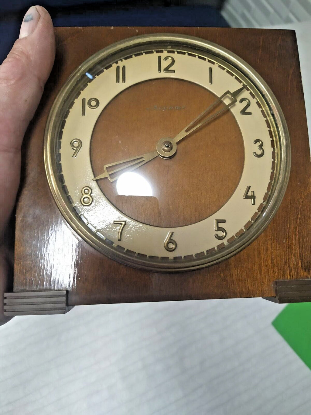 USSR desk clock with raised gold-tone Arabic numerals