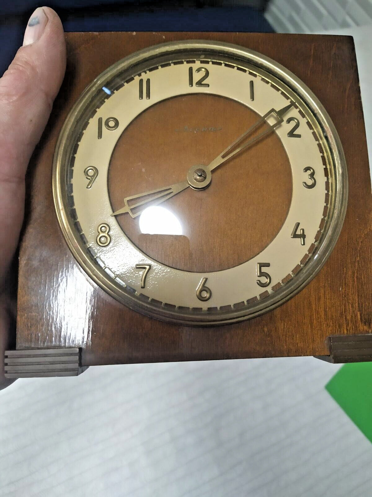 USSR desk clock with raised gold-tone Arabic numerals