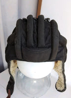 Vintage USSR winter tank crew helmet with leather chin strap and metal buckle – detail 8