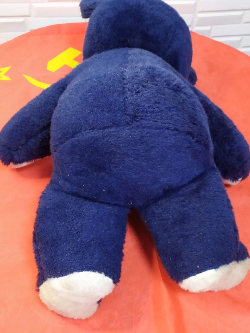Vintage Soviet plush bear face with black plastic eyes and molded nose – detail 5