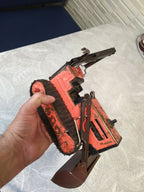 Detached front bulldozer blade of the old Soviet toy with its mounting frame – detail 13