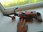 Bottom of the Soviet tin toy with factory emblem and price 4 rubles 50 kopecks