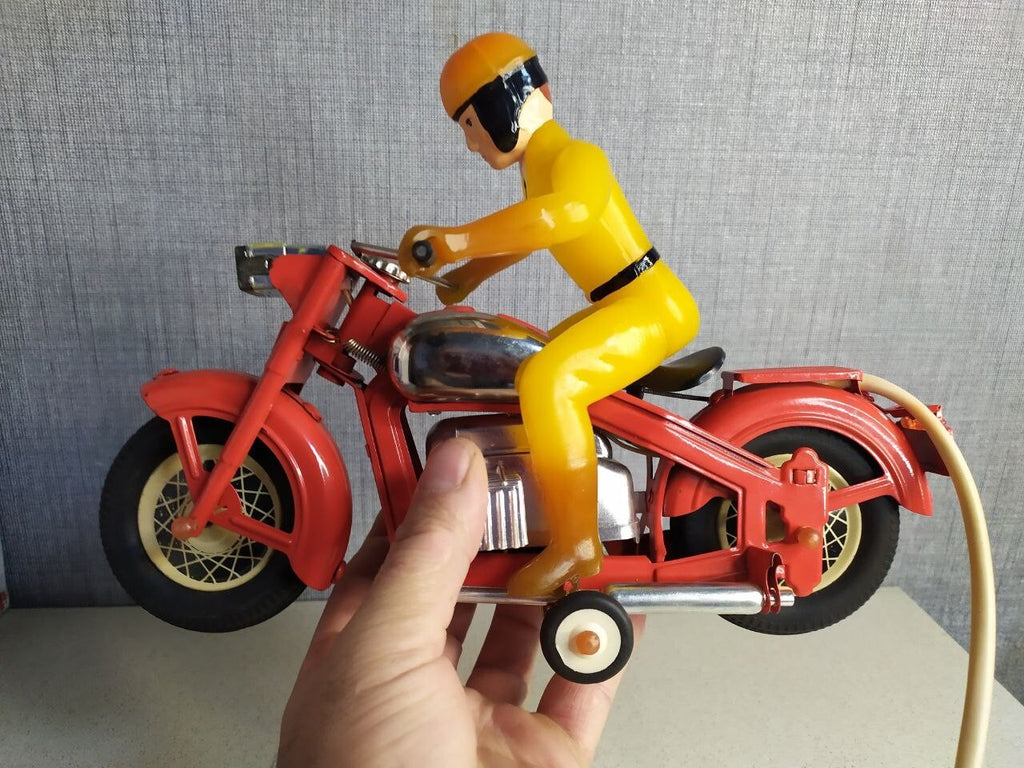 Orange wired remote control unit for Soviet tin toy motorcycle – detail 15