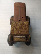 Old Soviet tin toy tractor side view with large rubber tires – detail 12