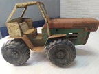Old Soviet tin toy tractor side view with large rubber tires – detail 6