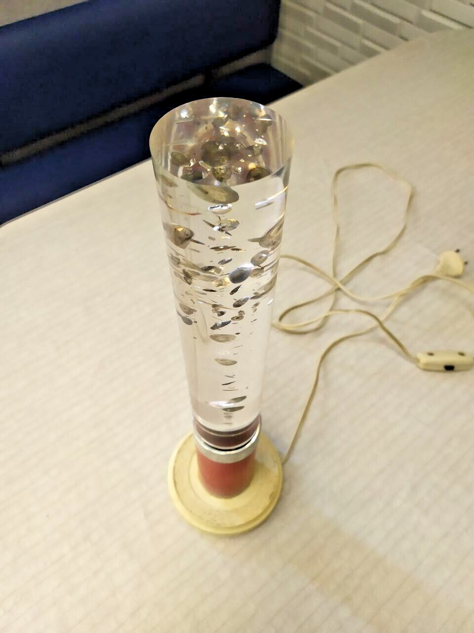 Soviet Tornado lamp night light with acrylic bubble cylinder and red base