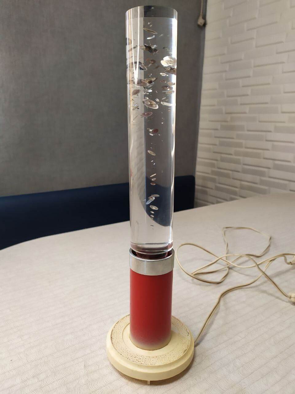 Vintage USSR night light glowing with orange red light