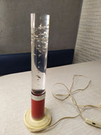 Soviet bubble lamp with cream plastic stand and red base