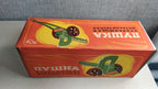 Soviet toy cannon in painted die-cast metal with original box and plastic shells