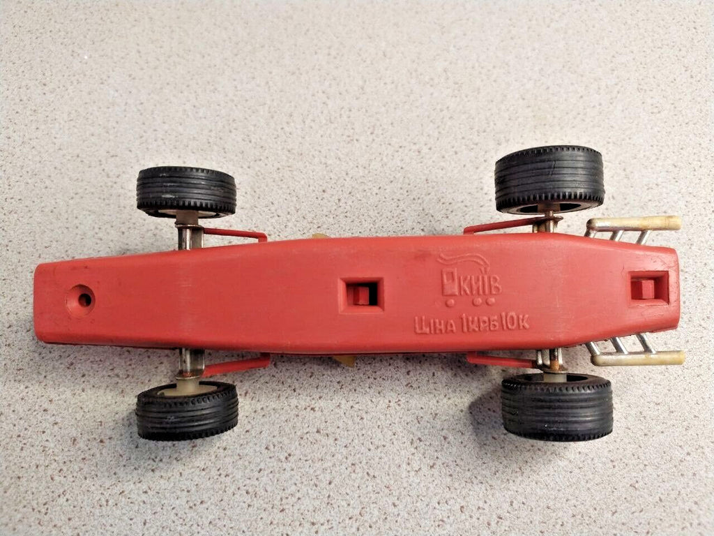 Vintage Soviet toy racing car with transparent cockpit cover and chrome engine – detail 5