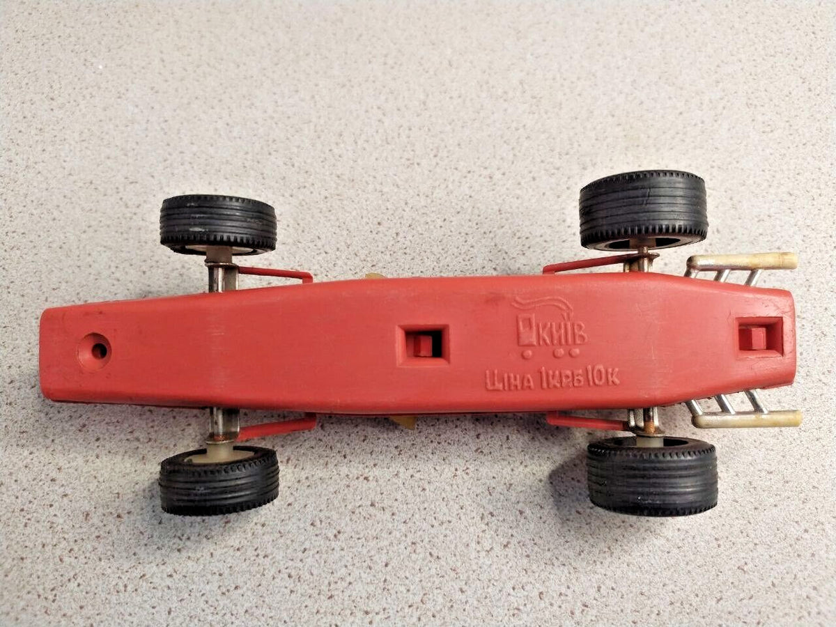 Vintage Soviet toy racing car with transparent cockpit cover and chrome engine – detail 5