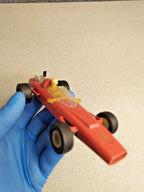 Vintage Soviet toy racing car with transparent cockpit cover and chrome engine – detail 8