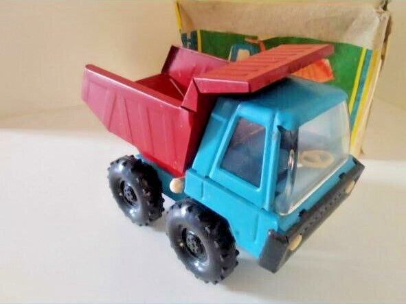 Vintage Soviet toy truck with tipping bed raised