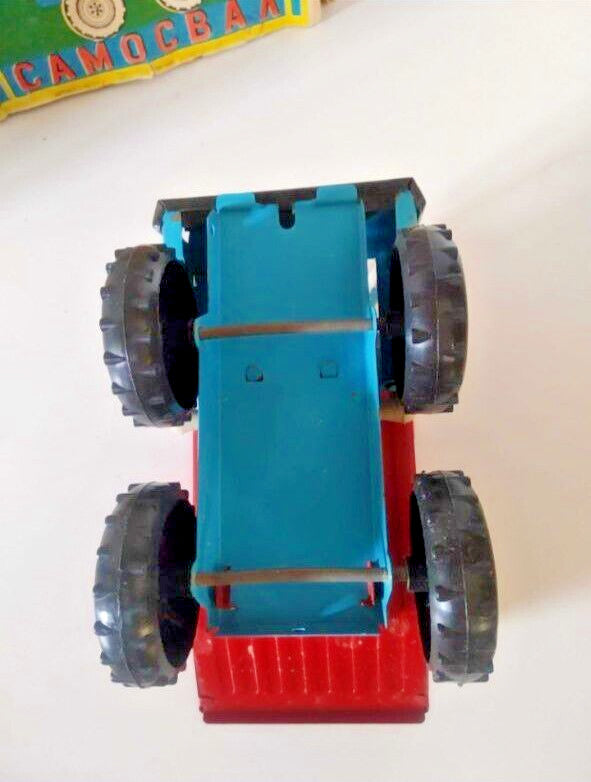USSR toy car steering wheel, windshield and treaded tires