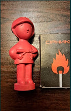 Soviet toy soldier, red rubber Red Army infantryman with PPSh submachine gun