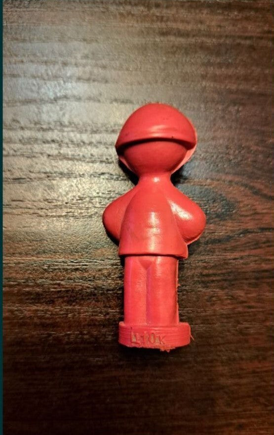 Red Army collectible rubber figurine next to a ruler, about 6.5 cm tall
