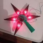 Vintage Christmas tree topper star with green mounting base and wiring – detail 5