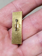 Gold-tone aluminum Soviet pin with enamel details – detail 5